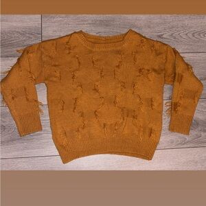 Women's Distressed Knit Sweater - Mustard